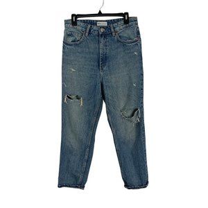 Zara Womens Mom Jeans 8 Distressed Blue